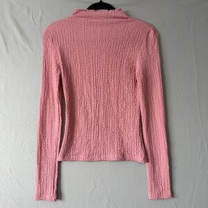Dynamite Womens Mock Neck Wrinkled Textured Top Size XS Pink Soft Girl Coquette